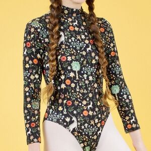 Samantha Pleet Illuminated Floral Unicorn Print Bodysuit XL